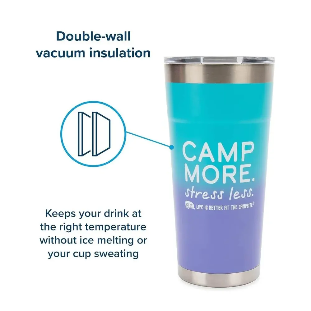 Camper 20oz Painted Tumbler, Superior Heat & Ice Retention CAMP MORE STRESS LESS